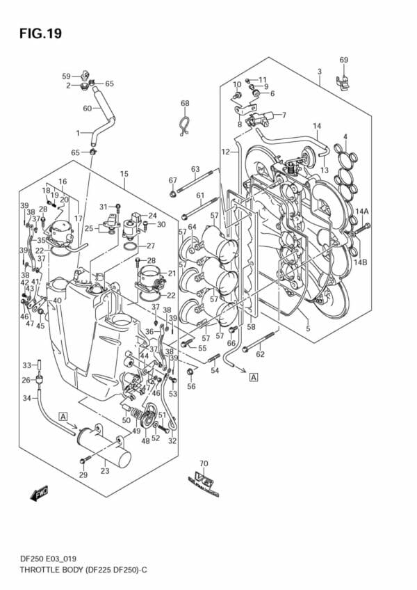 DF200-225-250,S,T,Z 2004-2010 Throttle Body (DF225,DF250)