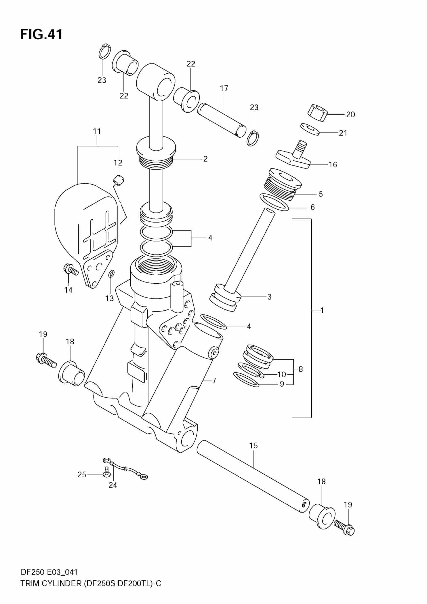 Trim Cylinder (DF250S,DF200TL) | 26015 | Precision Marine