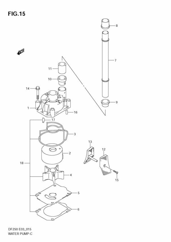 DF200-225-250,S,T,Z 2004-2010 Water Pump