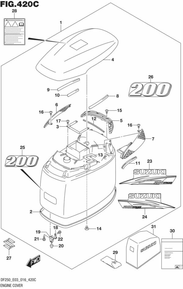 DF200T,Z,225T,Z,250T,Z,ST-610001 Engine Cover (For 0EP) (DF200Z E03)