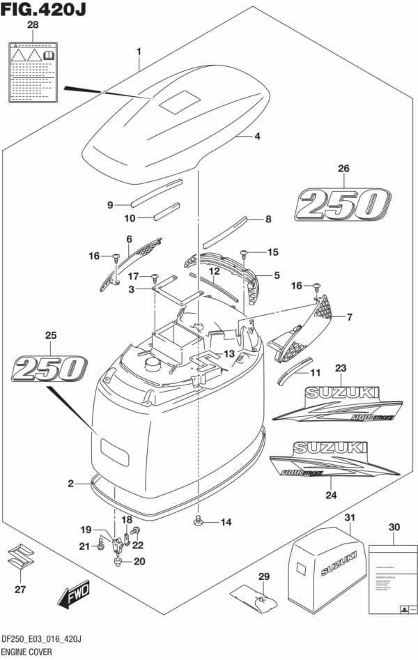 DF200T,Z,225T,Z,250T,Z,ST-610001 Engine Cover (For 0EP) (DF250T E03)