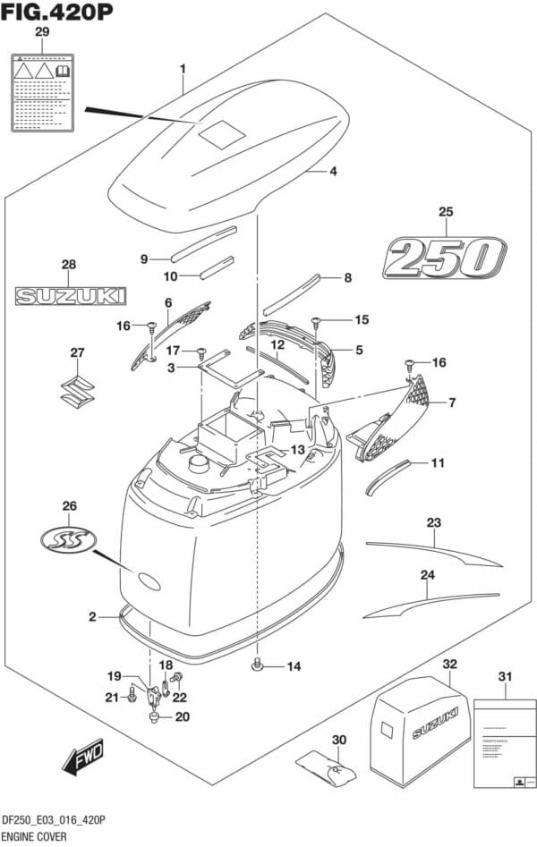 DF200T,Z,225T,Z,250T,Z,ST-610001 Engine Cover (For YKV) (DF250ST E03)