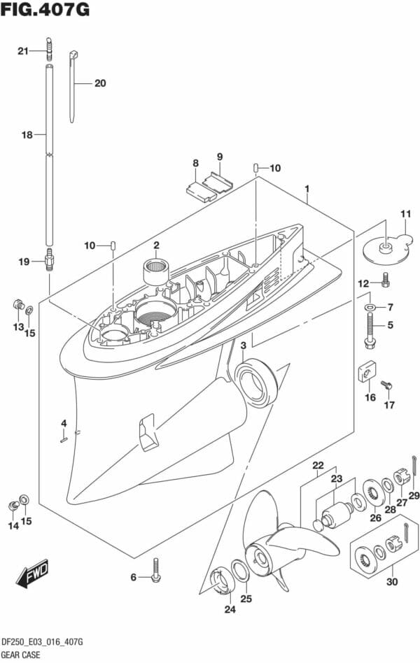 DF200T,Z,225T,Z,250T,Z,ST-610001 Gear Case (DF250ST E03)