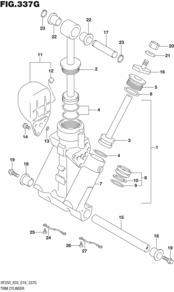 DF200T,Z,225T,Z,250T,Z,ST-610001 Trim Cylinder TRANSOM(L) (DF200T E03)