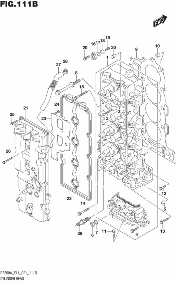 DF150AT,AZ,175AT,AZ,200AT,AZ-140001 Cylinder Head (DF150AT DF150AZ)