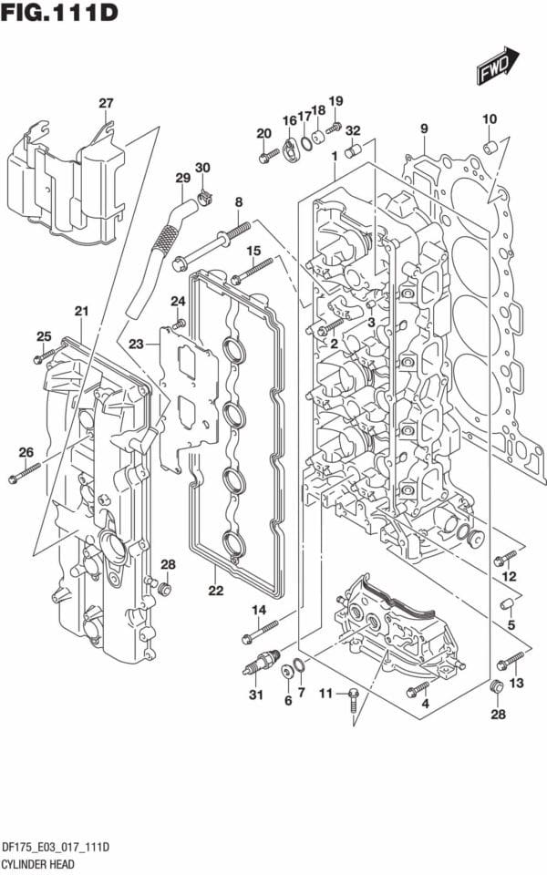 DF150T,ST,Z,DF175T,Z-710001 Cylinder Head (DF175Z E03)