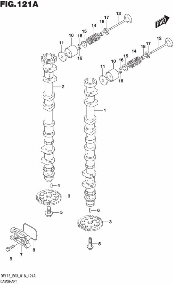 DF150T,ST,Z,DF175T,Z-810001 Camshaft (DF150T)(DF150Z)(DF150ST)