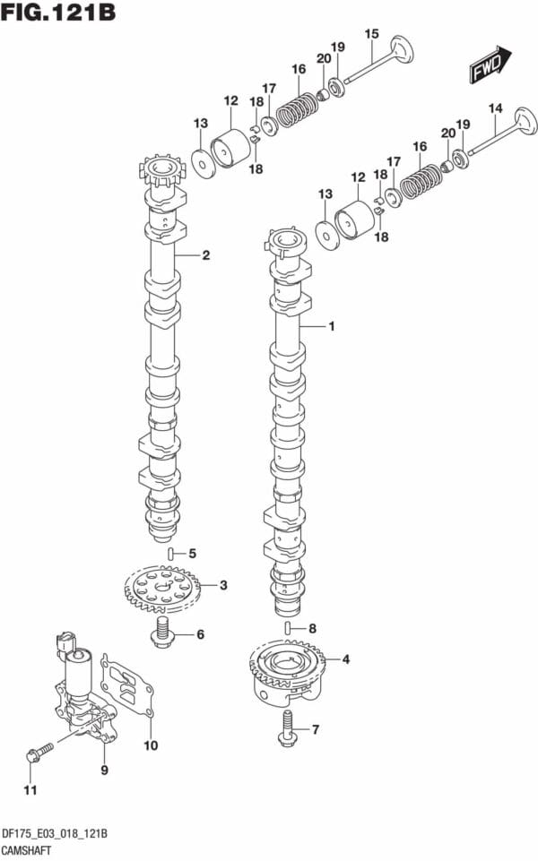 DF150T,ST,Z,DF175T,Z-810001 Camshaft (DF175T)(DF175Z)