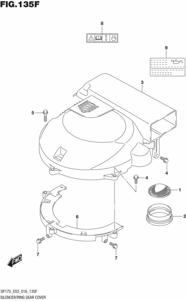 DF150,-175,T,Z,ST,TG,ZG,-610001 Silencer/Ring Gear Cover (DF175TG E03)