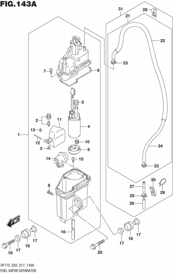 DF150T,ST,Z,DF175T,Z-710001 Fuel Vapor Separator