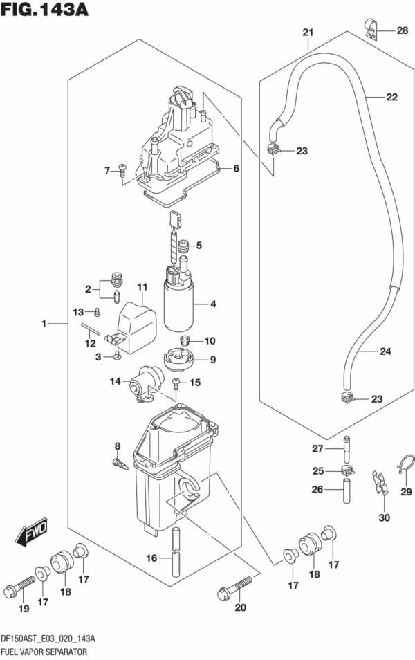 DF150AST,200AST-040001 Fuel Vapor Separator