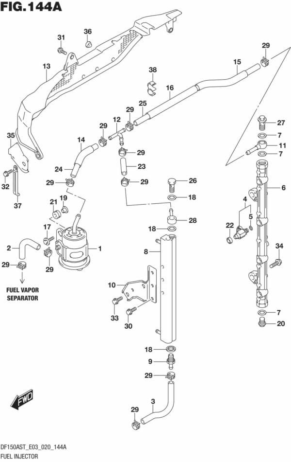 DF150AST,200AST-040001 Fuel Injector