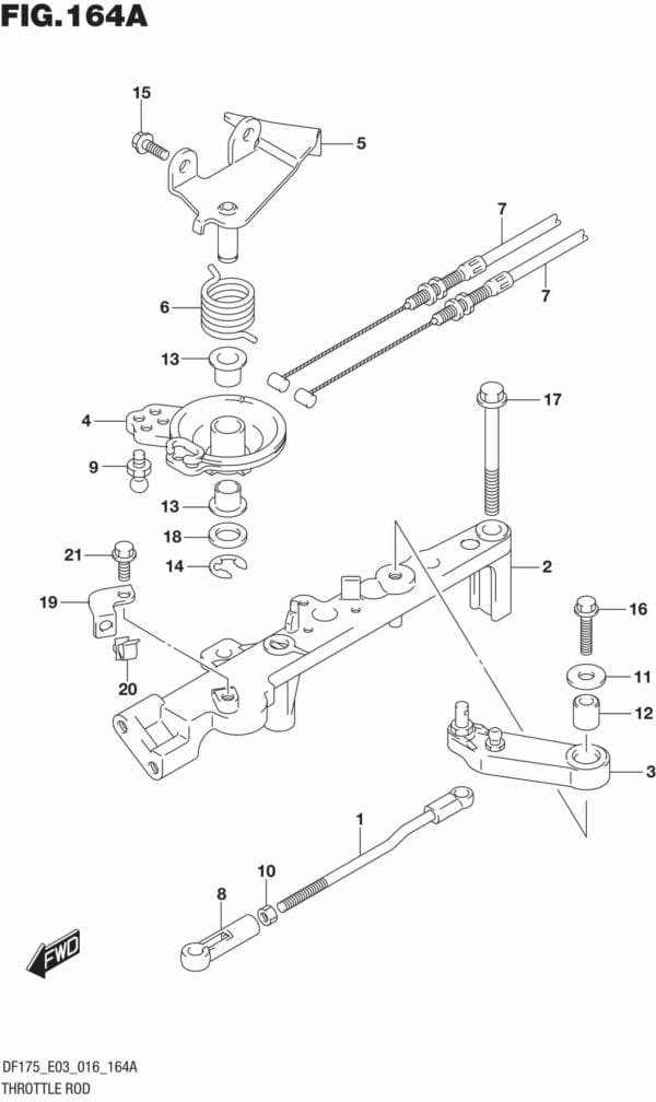 DF150,-175,T,Z,ST,TG,ZG,-610001 Throttle Rod (DF150T E03)