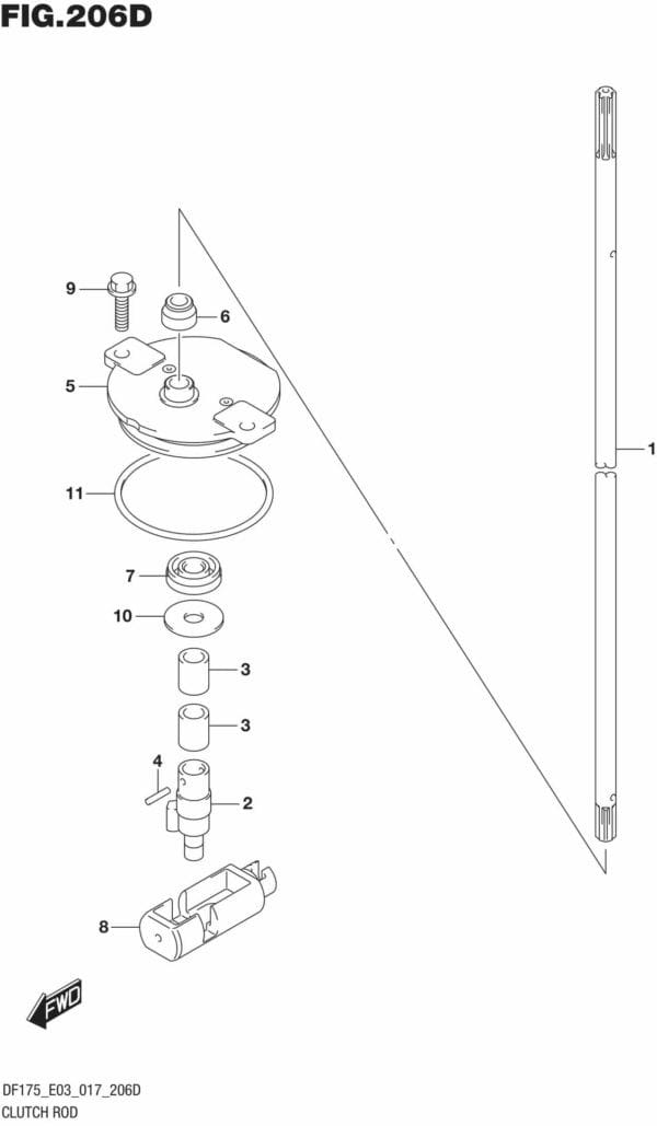 DF150T,ST,Z,DF175T,Z-710001 Clutch Rod (DF175Z E03)