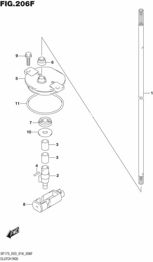 DF150,-175,T,Z,ST,TG,ZG,-610001 Clutch Rod (DF175TG E03)