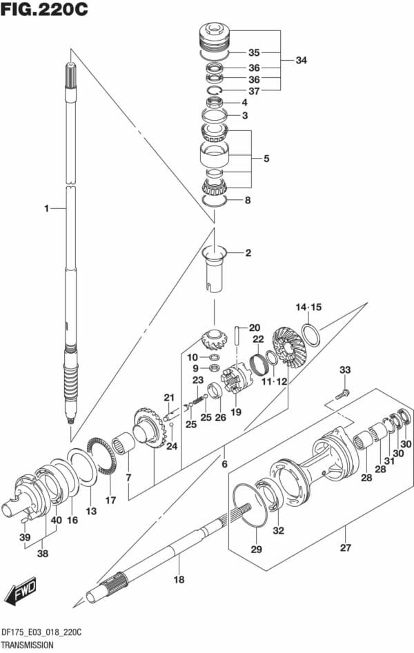 DF150T,ST,Z,DF175T,Z-810001 Transmission (DF150ST)