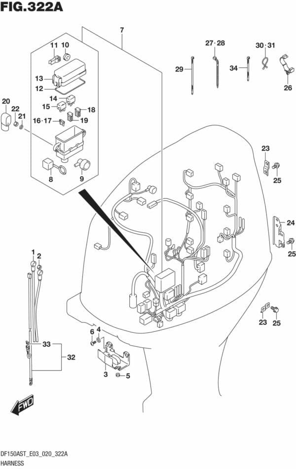 DF150AST,200AST-040001 Harness (DF200AST)