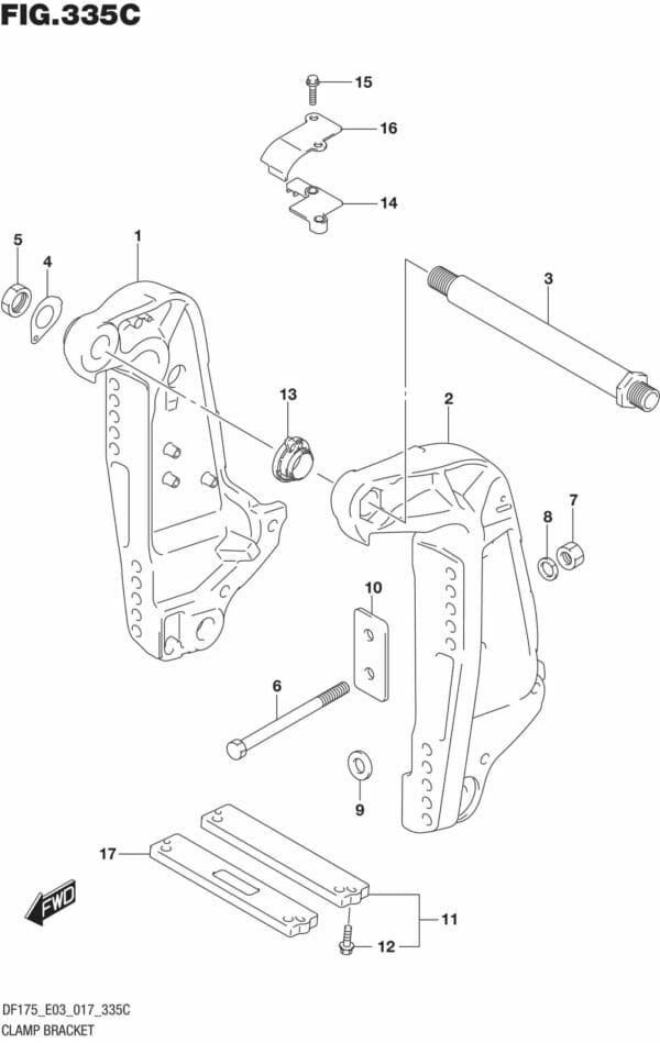 DF150T,ST,Z,DF175T,Z-710001 Clamp Bracket (DF175T E03)