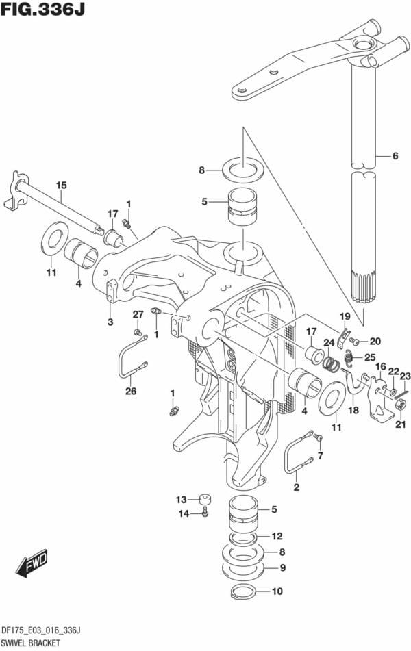 DF150,-175,T,Z,ST,TG,ZG,-610001 Swivel Bracket (DF150ST E03)