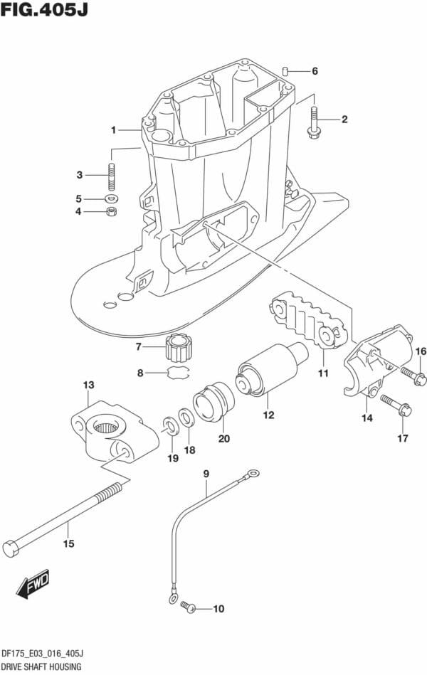 DF150,-175,T,Z,ST,TG,ZG,-610001 Drive Shaft Housing (DF150ST E03)