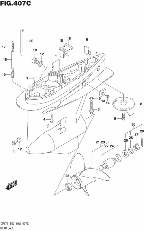 DF150T,ST,Z,DF175T,Z-810001 Gear Case (DF150ST)