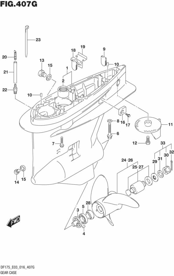 DF150,-175,T,Z,ST,TG,ZG,-610001 Gear Case (DF175Z E03)