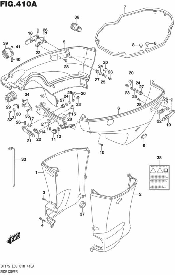 DF150T,ST,Z,DF175T,Z-810001 Side Cover (DF150T)(DF175T)