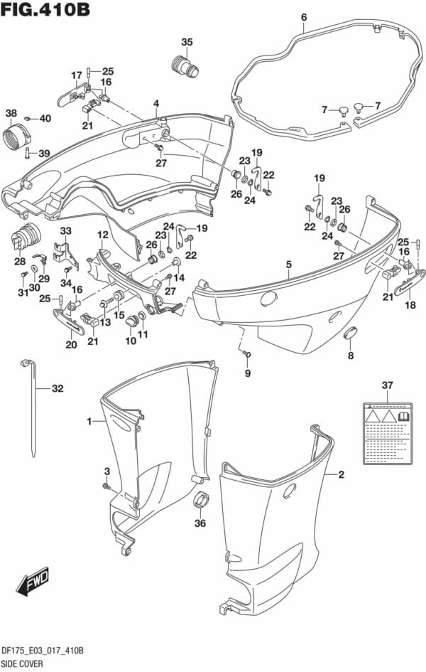 DF150T,ST,Z,DF175T,Z-710001 Side Cover (DF150Z E03)