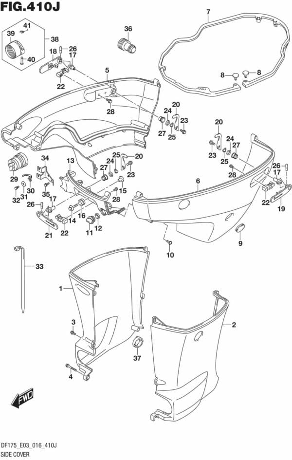 DF150,-175,T,Z,ST,TG,ZG,-610001 Side Cover (DF150ST E03)