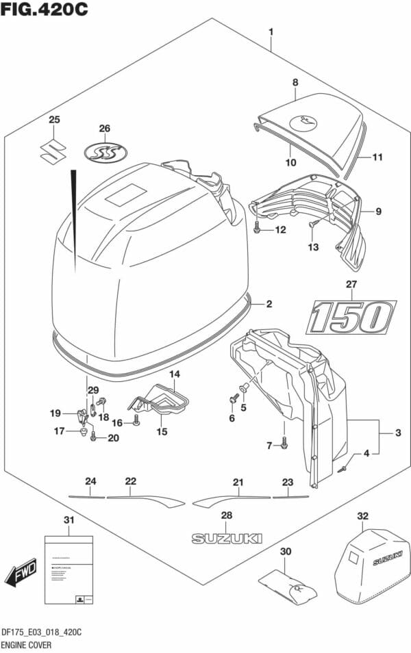 DF150T,ST,Z,DF175T,Z-810001 Engine Cover (DF150ST)