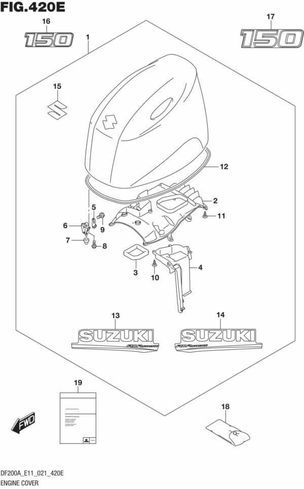 DF150AT,AZ,175AT,AZ,200AT,AZ-140001 Engine Cover ((DF150AT DF150AZ) 020)