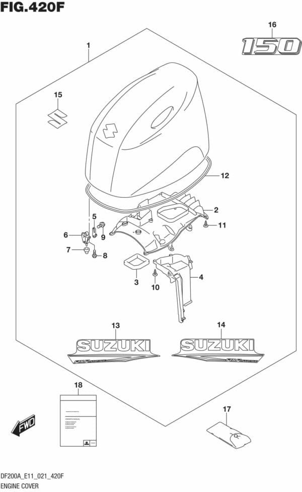 DF150AT,AZ,175AT,AZ,200AT,AZ-140001 Engine Cover ((DF150AT DF150AZ) 021)