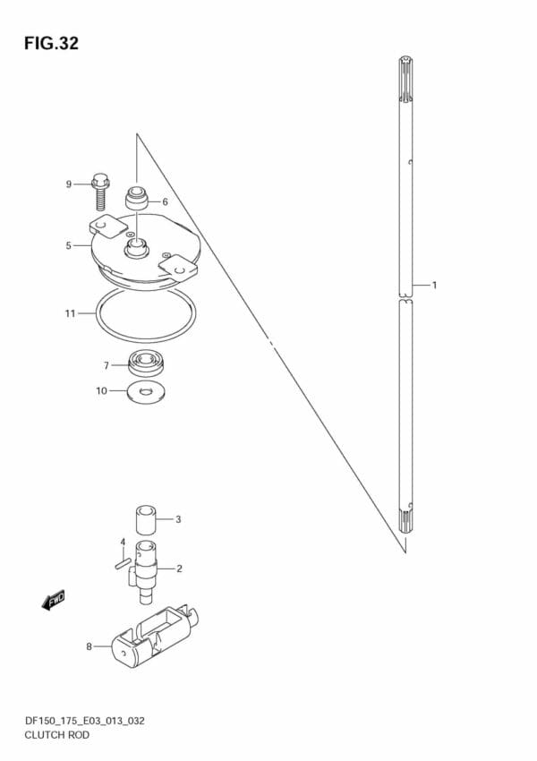 DF150 175 310001 Clutch Rod (DF150T E3)