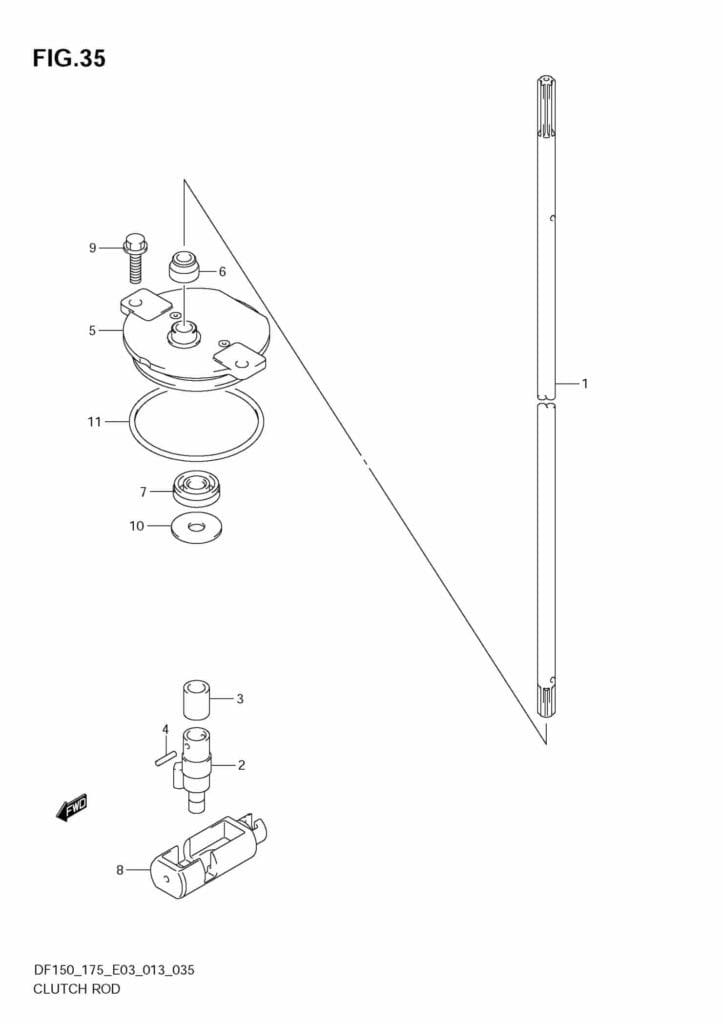 DF150 175 310001 Clutch Rod (DF175Z E3)