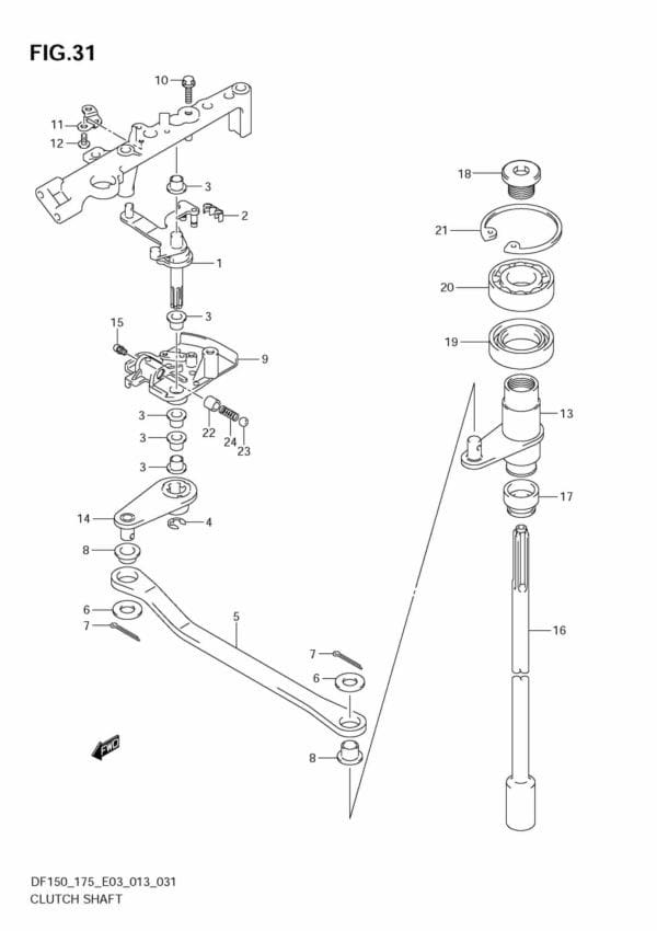 DF150 175 310001 Clutch Shaft (DF175Z E3)