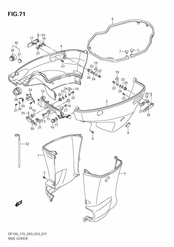 DF150 175 310001 Side Cover (DF175Z E3)