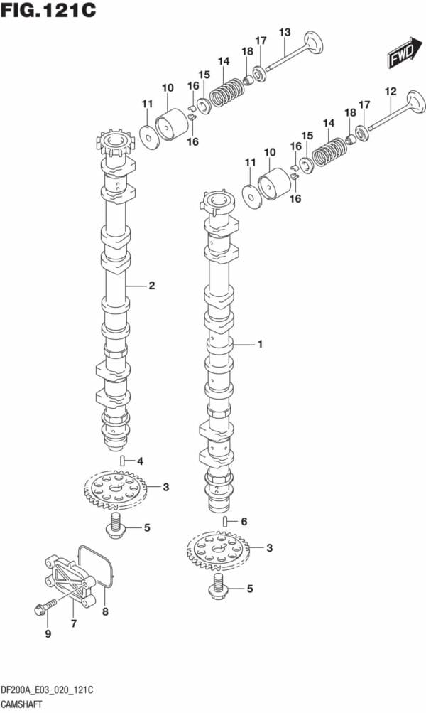 DF150AT,AZ,175AT,AZ,200AT,AZ-040001 Camshaft (DF150AT)(DF150AZ)