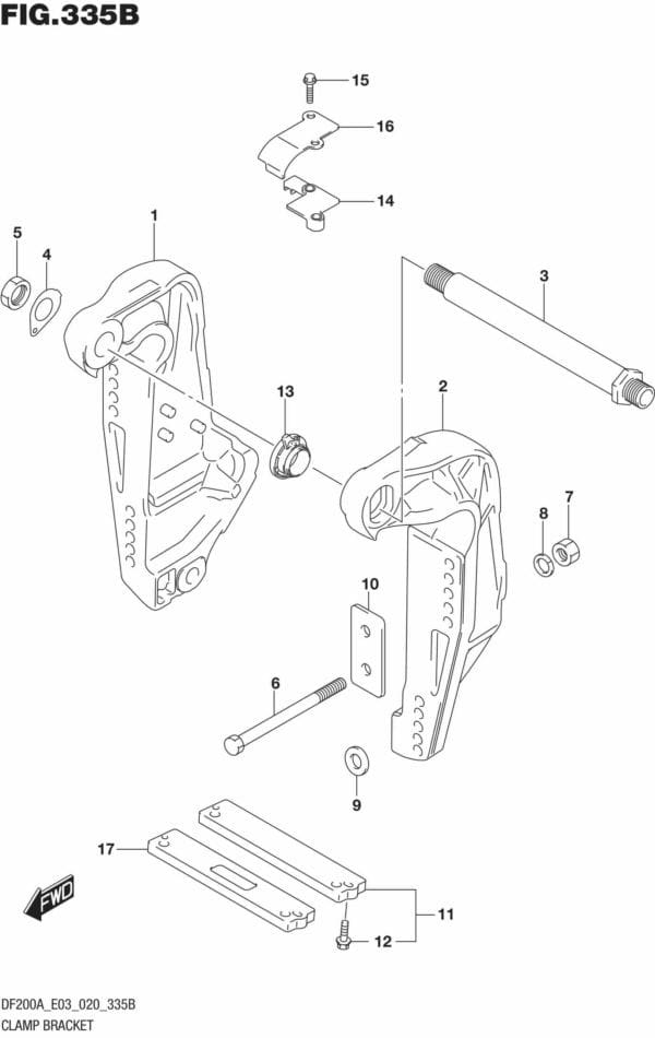 DF150AT,AZ,175AT,AZ,200AT,AZ-040001 Clamp Bracket (DF150AT)