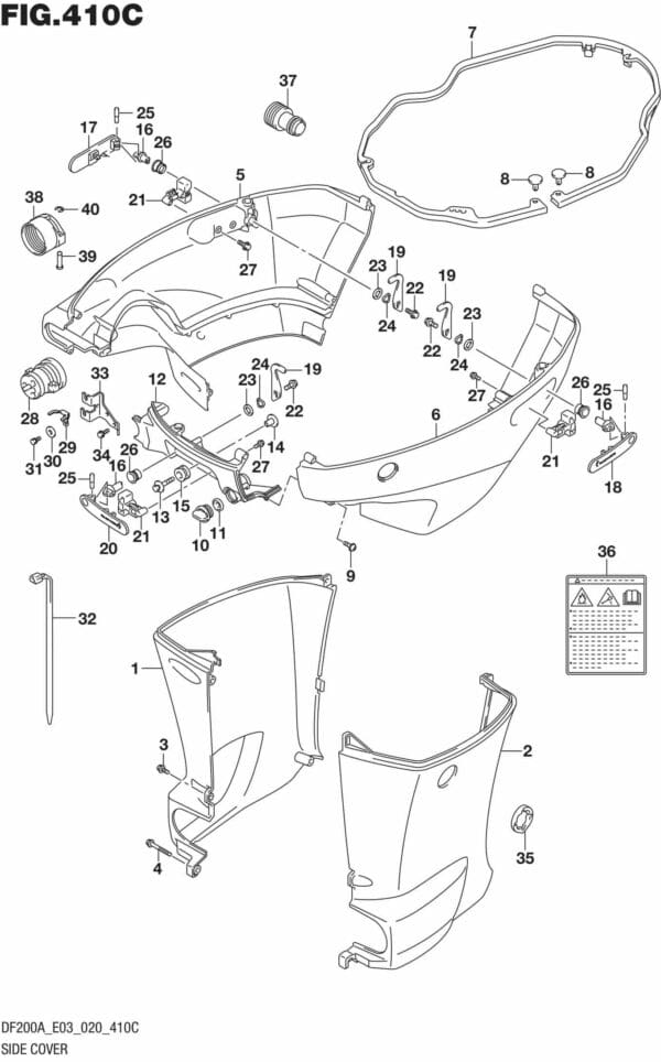 DF150AT,AZ,175AT,AZ,200AT,AZ-040001 Side Cover (DF150AT)