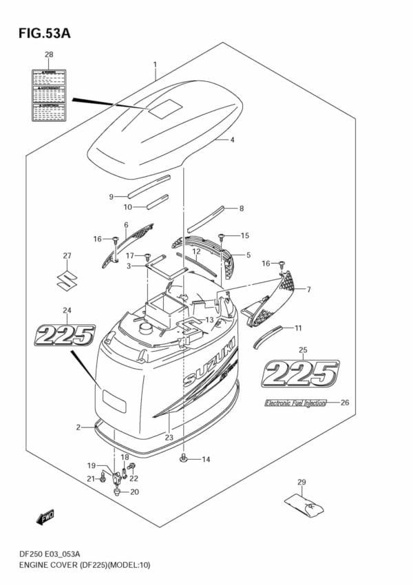 DF200-225-250,S,T,Z 2004-2010 Engine Cover (DF225)(Model:10~)