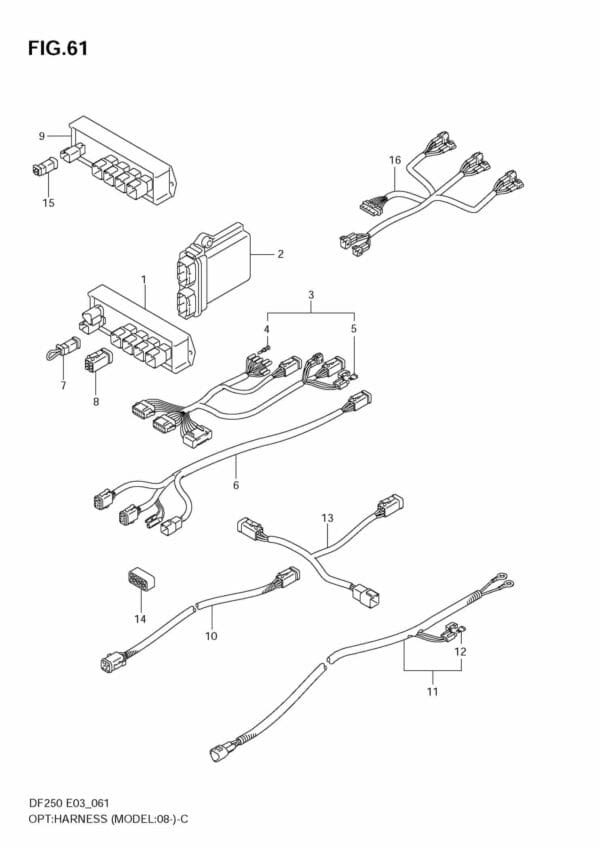 DF200-225-250,S,T,Z 2004-2010 OPT: Harness (Model:08~)(Not for US Market)