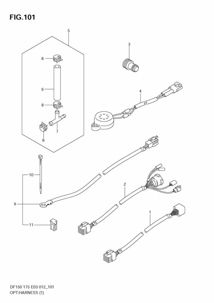 DF150/175 15002F-210001~; 15002Z-210001~; 17502F-210001~; 17502Z-210001 OPT: Harness (1) (DF175T)