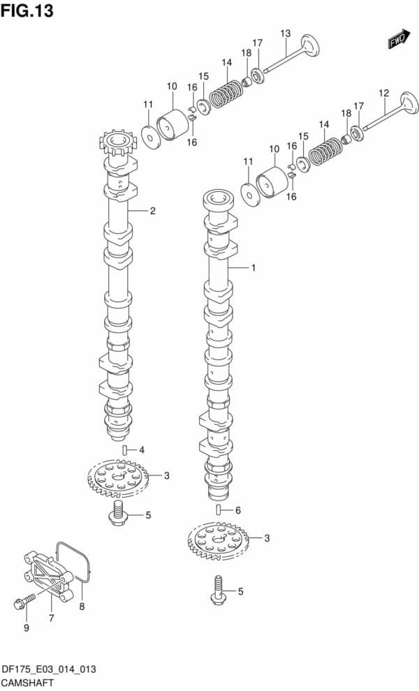 DF150-175,T,TG,Z,ZG-410001 Camshaft (DF150T E03)