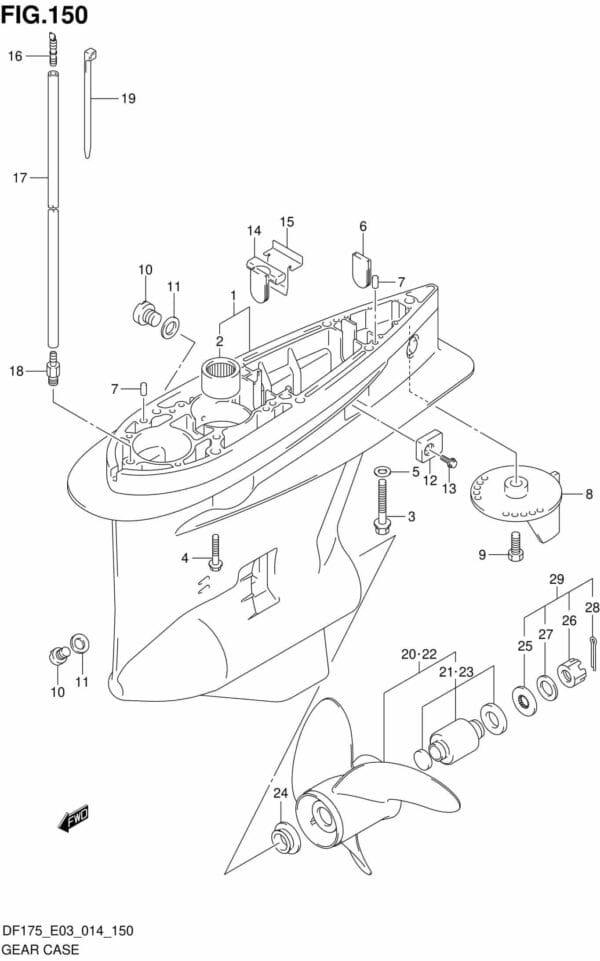 DF150-175,T,TG,Z,ZG-410001 Gear Case (DF150TG E03)