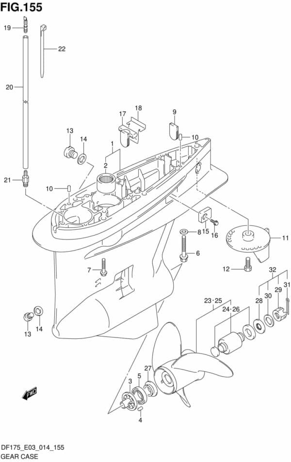 DF150-175,T,TG,Z,ZG-410001 Gear Case (DF175Z E03)