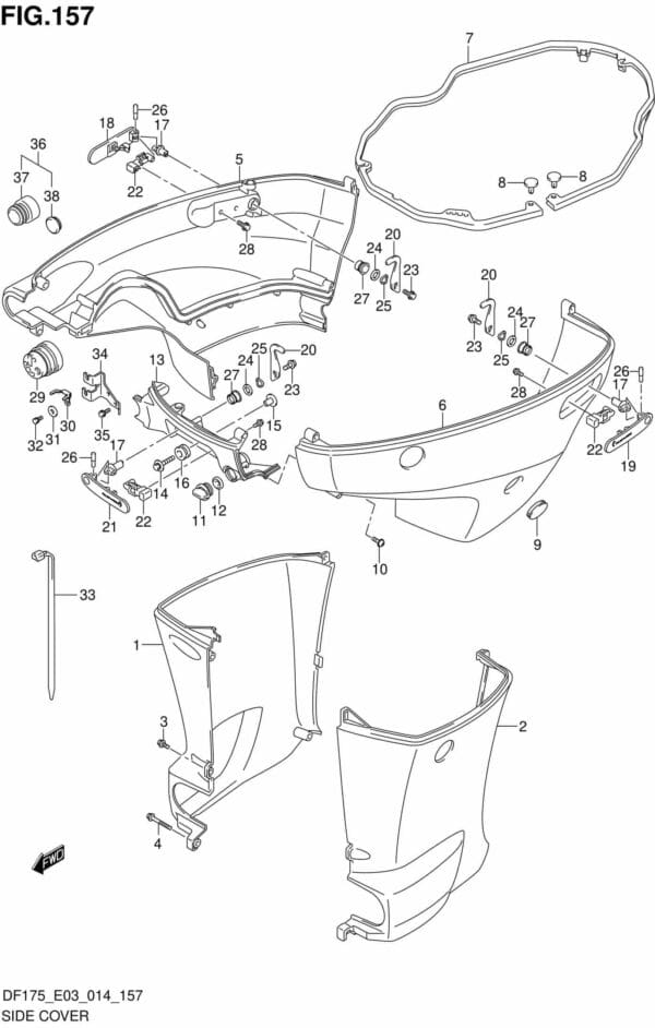 DF150-175,T,TG,Z,ZG-410001 Side Cover (DF150T E03)