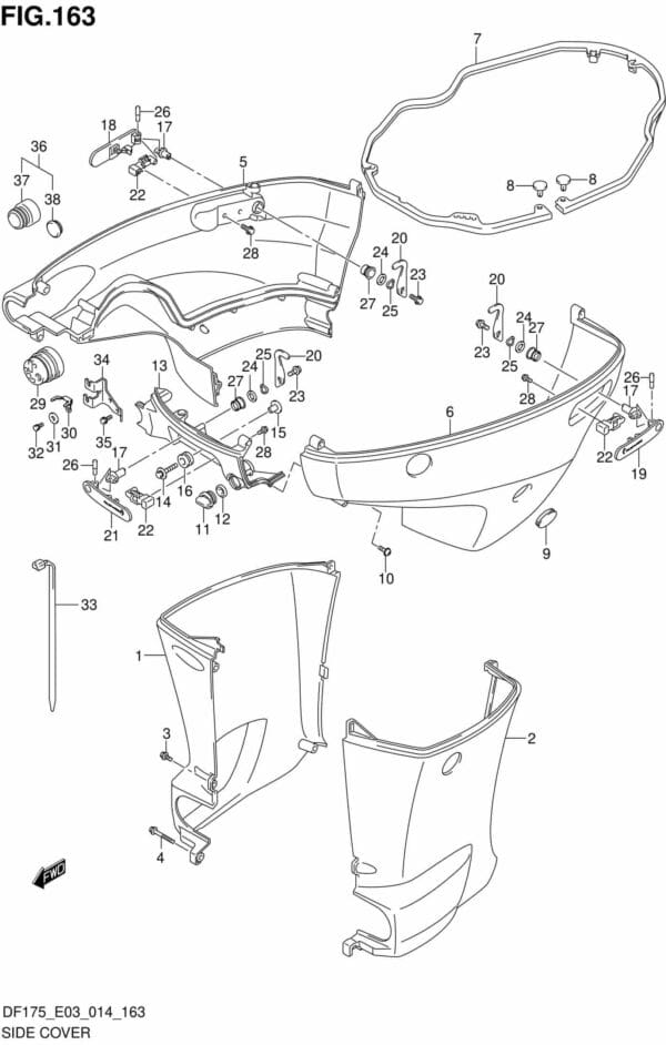 DF150-175,T,TG,Z,ZG-410001 Side Cover (DF175Z E03)