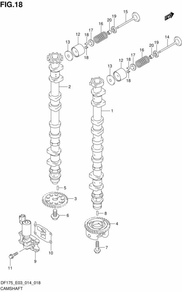 DF150-175,T,TG,Z,ZG-410001 Camshaft (DF175TG E03)