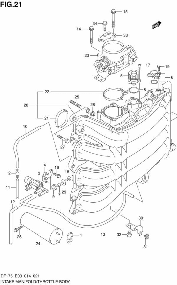 DF150-175,T,TG,Z,ZG-410001 Intake Manifold/Throttle Body (DF150T E03)