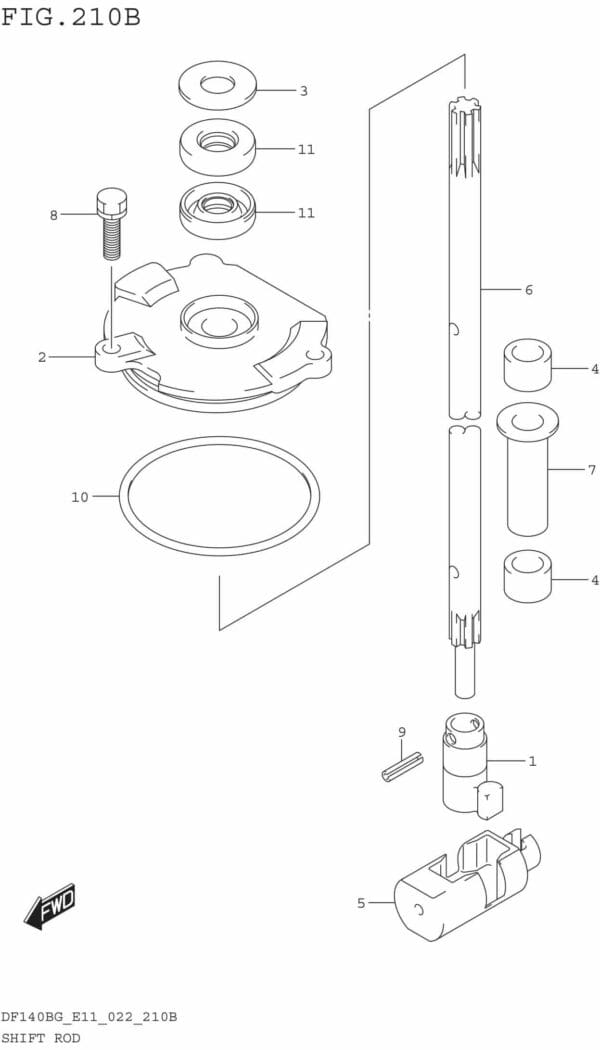 DF140BG,DF140BZG-240001 Shift rod (DF115BZG,DF140BZG)